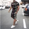 Herrspårsräder överdimensionerade Summer T-shorts Set Set casual Loose Par Par Sportwear Hip Hop Streetwear Fashion Clothing Men Passar