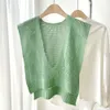 Knitted Shawl For Womens Vests Women Summer All Matching Air Conditioned Room Neck Protection Pure Color Hollowed