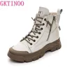 Boots Gktinoo 2023 Autumn Winter Shoes äkta läder sneakers Fashion For Women Thick Sole Ankel Ladies Botas 230911
