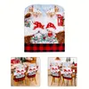 Dekoracje świąteczne 4pcs krzesło Bożego Narodzenia tylna okładka okładka krzesełka Santa Claus Snowman Cover Forest Festival Festival Kitchen Decor 230911