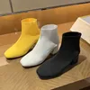 Boots 2023 Autumn Stretch Fabrics Sock for Women Shoes High Heels Square Heel Knitting Elastic Ankle Lady 230911