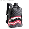 Style Backpacks designer Men's Travel handbag Fashion Lattice Backpack Student Schoolbag Large Capacity Shark Bag Street Man Bookbag Q230905