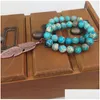 Beaded St0188 10Mm Stretch Real Blue Regalite Bracelet Set With Copper Feather Charms Imperial Jasper Beads Drop Delivery Jew Dhgarden Dhmoa