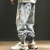 Men's Jeans Men's Jeans Men Street Fashion Embroidery Black Loose Board Denim Pants Overall Male Rap Dance Hop Hip OverallsL230911