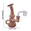 5-Zoll-Mini-Galvanik-Glas-Rauchwasserpfeifen mit schillernder Farbe, Recycler-Dab-Rigs mit Inline-Perkolator für das Rauchen von Tabak, Farbe nach dem Zufallsprinzip mit Quarz-Banger