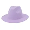 Bérets Femmes Coloré Large Bord Plat Top Fedora Chapeau Hommes Gentlemanlike Chapeaux Occasionnels Casquettes De Mariage