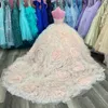 Sexig stropplös prinsessa quinceanera klänningar prinsessa från axelboll födelsedag klänning tyll tiered snörning söt 16 klänningar vestidos de 15