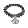 Con cuentas Sn1119 Amatista Curación Mala Pulsera Joyería de Yoga Lotus Muñeca Meditación Energía Fuerza Moda Día de la Madre Regalo Dro Dhgarden Dhdv9