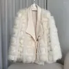 Cappotto in pelliccia sintetica da donna donna 2023 autunno inverno cardigan lavorato a maglia tuta sportiva spessa calda moda bianca soffice giacca elegante signora