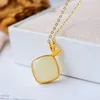 Pendant Necklaces S925 Sterling Silver Hetian White Jade Lanolin Women's Fresh Inlaid Clavicle Chain