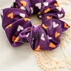 Fashion Halloween Printed Hair Bands Scrunchies Soft Plush Hair Rope Elastic Ponytail Hair Ties Women Festival Hair Accessories