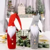 Joyeux Noël Décoration familiale Bouteilles de vin rouge Pull Vêtements avec chapeau Bouteilles de champagne tricotées Couvre Noël Fête de famille Décorations de table à manger