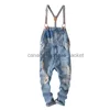 Męskie dżinsy Hip Hop Streetwear BIB Pants Ogólnie dżinsowe mody kombinezon rozerwał S dla mężczyzn dżinsowych 2107233168916L230911