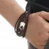 Punk aço inoxidável coruja charme pulseira de aço inoxidável ímã fivela couro trançado pulseiras pulseira manguito para homens moda jóias