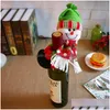 Party Favor Xmas Red Wine flaskor ER Väskor Botthållare Decors kramar Santa Claus Snowman Dinner Table Decoration Home Christmas helare DHA5J