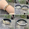 Beaded Sn0379 Gold Sier Beads Bracelet Buddha Head Matte Black Onyx Stone Bracelets Metal Yoga Jewelry Drop Delivery Dhgarden Dhpci