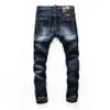 Jeans da uomo Stree Dsquare Moda Street People Stile Moto Cowboy Pantaloni Strappati Tempo libero Snello Inkjet d2842