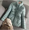 Men's Down Parkas Women's Autumn Winter Lightweight Jacket Women Stand Collar Plaid White Duck Coat Female Light Elegant Outwear 220930 HKD230911