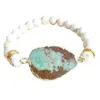 Strand Beige Crackle Howlite pärlor armband Jade Chrysoprase Stone Connector BM17689