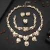 Necklace Earrings Set Dubai Gold For Women African Bridal Wedding Gifts Party Heart Ring Bracelet Jewellery