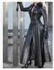 Women's Leather Halloween Winter Sexy Slim-fit Lace-up Jacket Medieval Ranger Adult Long Skirt Coat Cosplay Costume