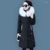 Women's Trench Coats White Duck Down Coat 90% Women Large Size Long Hooded Fur Collar Jacket Female 202 Winter Korean Slim Parkas