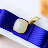 Pendant Necklaces S925 Sterling Silver Hetian White Jade Lanolin Women's Fresh Inlaid Clavicle Chain