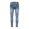 Denim Amiryes Jeans Designer Pants Man Mens Jean JB New Washable Blue with Hot Pink Bricks and Perforated Men's Slim Fit Straight Hair 4OV7