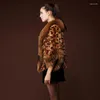 Pele feminina 2023 inverno feminino casaco falso temperamento fino engrossar quente curto outwear moda leopardo impressão all-match outcoat