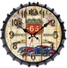 Wall Clock European Creative Metal Iron Art Beer Bottle Cap Wall Clock Retro Decoration Silent Clock Q230911