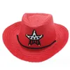 New baby summer Straw hats kids five star sun caps Infant cowboy hat children top hat jazz cap baby photography prop