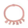 Haute qualité nom personnalisé S-Link rose 12mm bagnette strass Miami lien cubain collier or argent plaqué luxe cheville Micro pavé CZ cubain joignant ensemble chaîne