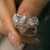 Anel de diamante de moissanite de luxo, prata esterlina 925, festa de casamento, anéis para mulheres, homens, joia de noivado, presente