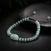 Strand högkvalitativ naturlig A-klass Jadeite Seed Blue Water Pixiu Armband Hand Woven Zhaocai Jade Piqiu Women's Style