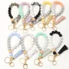 Keychains Wristlet Keychain Bracelet Silicone Beads Keyring Handmade Womens Key Holder Wrist Strap Gifts221d