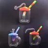 Poignée narguilé verre brûleur à mazout Bong 10mm femelle fumer conduites d'eau épais Pyrex Heady recycleur Dab Rig Ashcatcher Bongs avec tuyau de brûleur à mazout en verre mâle moins cher