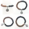 Bracciale con perline Sn1310 da donna con albero della vita, pietra lavica naturale, Nce Meditati, guarito, gioielli Rudraksha, all'ingrosso, consegna di goccia B Dhgarden Dhrsl