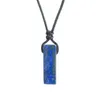 Square Natural Stone Bar Pendant Necklace Oregelbunden platt läkande ädelsten Amethyst Crystal Halsband Kvinnor Män hiphop mode smycken