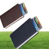 Äkta läder aluminium plånbok -ID -blockering plånbok automatisk pop -up -kreditföretagskortskydd7200725