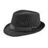 Berets British Style Striped Men's Casual Black Fedoras Formal Hat Retro Bowler Jazz Top Classic Gentleman Cap Chapeau