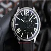 Relógios de pulso masculinos de estilo clássico 45mm mostrador preto Japão Quartz Chronograph Caixa de aço refinado pulseira de borracha premium de alta qualidade 8111-298W