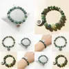 Beaded Sn1093 New Moss Agate Bracelet Lotus Charm Grounding Jewelry Natural Crystal Healing Gemstone Meditation Drop Delivery Dhgarden Dhjkm