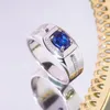 Anneaux de mariage S925 en argent sterling plaqué or 18 carats vintage pierres précieuses de luxe bague saphir bleu pour homme bijoux fins cadeau de fête de banquet 230909