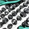 Band Rings Fashionable 30Pcs/Set Skl Top Vintage Gothic Mticolor Big Size Metal Punk Style Rock Men And Women Jewelry Accessories Bike Dhhod