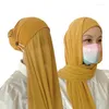 Etnische kleding 10 stks/partij instant hijab sjaal maskers stretch vrouwen motorkap zware chiffon sjaal met knopen gemakkelijk te dragen cover hoofdband