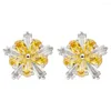 Stud Earrings Variously Colored Upper And Lower Flower Zircon Fashion For Women/girls At Wedding Parties ER-263