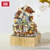 Blocks Windmill Castle Music Model Building Block City Creative Girls Castle House Children Toys Gifts R230911