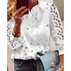 Blouses Femmes Femmes Élégant Mode Papillon Imprimer Top Volants Garniture Vêtements De Sport À Manches Longues Blouse Automne Chemises Blanches Ropa Mujer