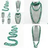Ожерелья из бисера St0316 Натуральный зеленый бирюзовый бисер Изготовление 72-дюймового длинного каменного ожерелья Женская мода Boho Drop Delivery Jewe Dhgarden Dhqfg