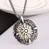 قلادة قلادة Hzman Norse Viking Vegvisir Compass Necklace Stainless Steel Retro Hollow Sun Amulet Gift for Men Boys